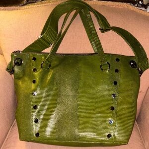 NWT Hammitt Large Daniel Leather Satchel/Tote Evergreen Lizard